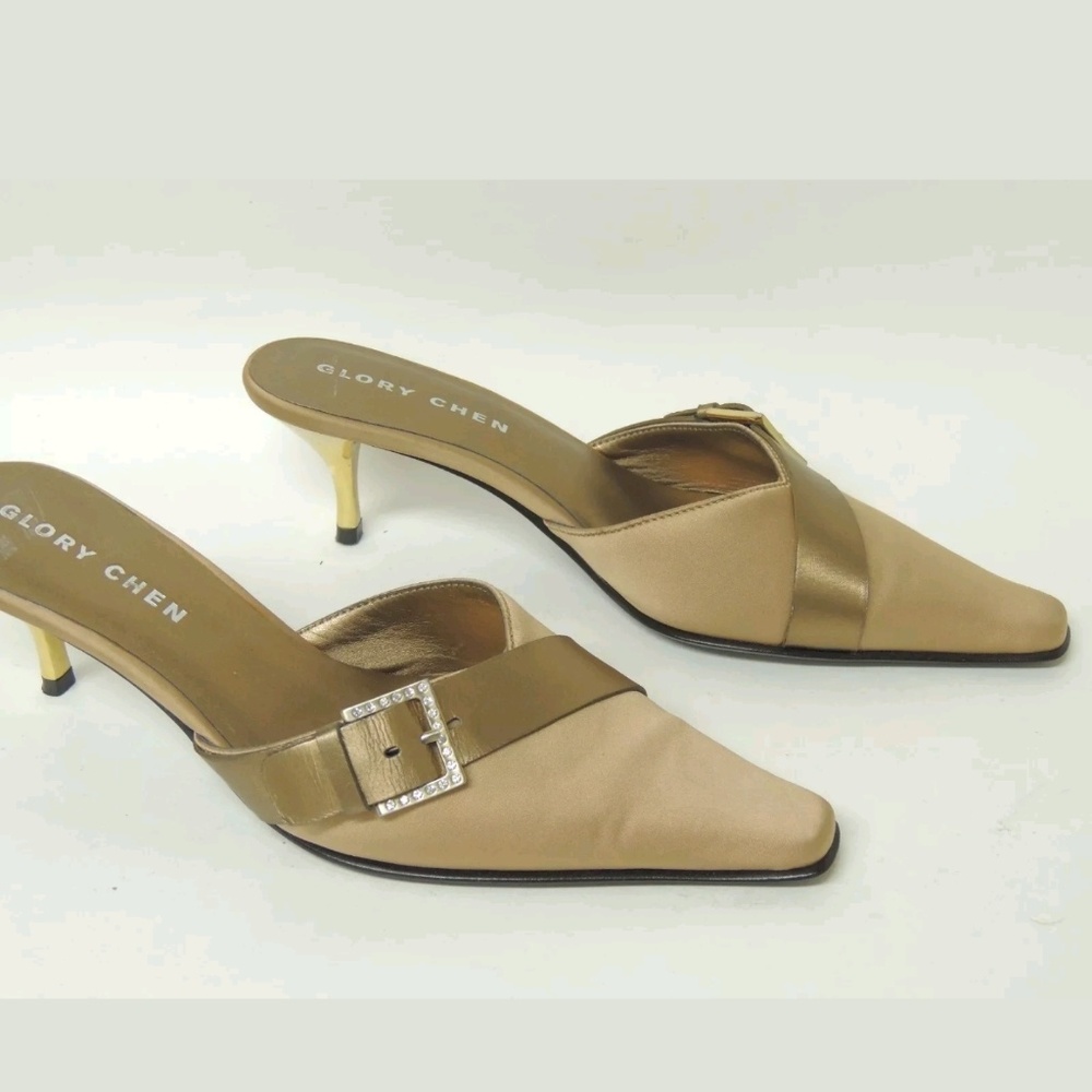 Glory Chen Slip-on/Mules/Shoes/Heels Fabric Gold